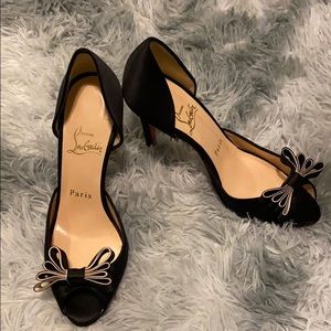 Authentic Christian Louboutin Satin Bow Heels